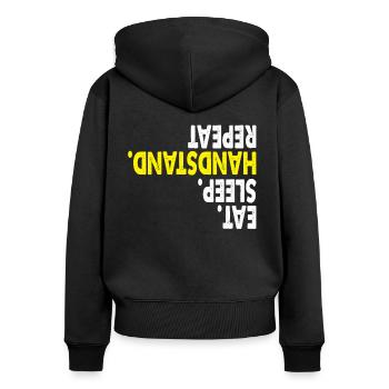 Handstand Geschenk Turnen - Frauen Premium Bio Zip Hoodie - Schwarz - Hinten - Julia (174cm)