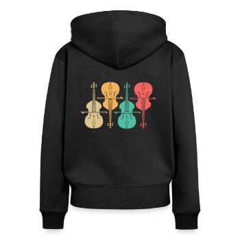 Retro Gift Musical Instrument Double Bass - Women's Premium Organic Zip Hoodie - black - Back - Julia (174cm)