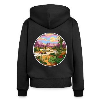 Hippie Cactus Desert Trip - Frauen Premium Bio Zip Hoodie - Schwarz - Hinten - Julia (174cm)
