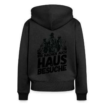 Feuerwehr Spruch Lustig Witzig - Frauen Premium Bio Zip Hoodie - Schwarz - Hinten - Julia (174cm)