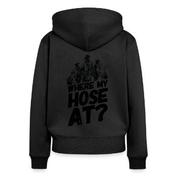 Fire department saying hose funny - Women's Premium Organic Zip Hoodie - black - Back - Julia (174cm)