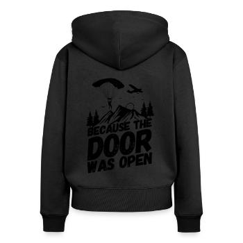 Saut en parachute ouvert - Sweat à capuche zippé Premium bio Femme - noir - Dos - Julia (174cm)