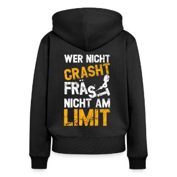 CNC Fräser Zerspanungsmechaniker - Frauen Premium Bio Zip Hoodie - Schwarz - Hinten - Julia (174cm)