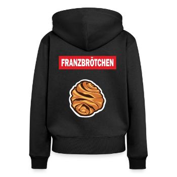 Franzbrötchen Hamburg Souvenir Bäcker Geschenkidee - Frauen Premium Bio Zip Hoodie - Schwarz - Hinten - Julia (174cm)