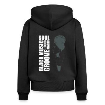 Soul Music T-Shirt Design - Sweat à capuche zippé Premium bio Femme - noir - Dos - Julia (174cm)