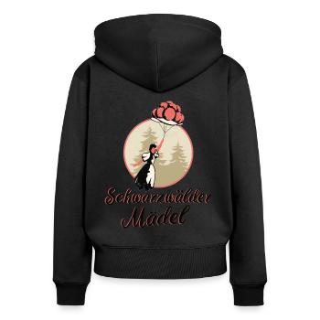 Schwarzwälder Bollenhut Mädel - Frauen Premium Bio Zip Hoodie - Schwarz - Hinten - Julia (174cm)