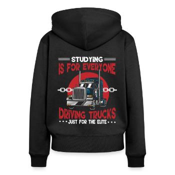 Chauffeurs routiers routiers - Sweat à capuche zippé Premium bio Femme - noir - Dos - Julia (174cm)
