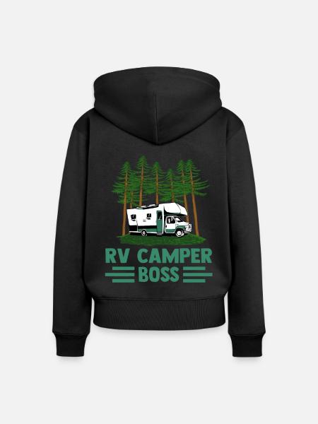 Wohnwagen Wohnmobil Caravan Camper - Frauen Premium Bio Zip Hoodie - Schwarz