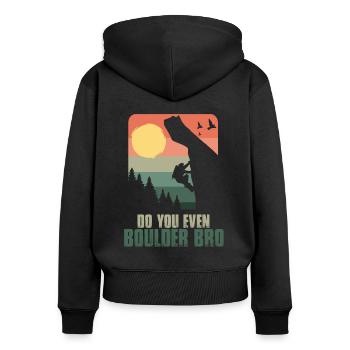 Bouldern - Frauen Premium Bio Zip Hoodie - Schwarz - Hinten - Julia (174cm)