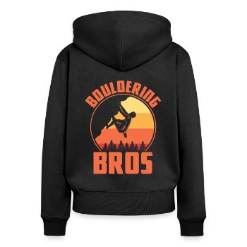 Bouldern - Frauen Premium Bio Zip Hoodie - Schwarz - Hinten - Julia (174cm)