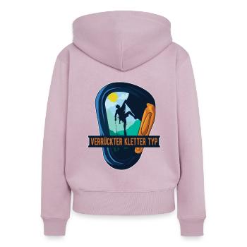 Klettern Bergsport Kletterer - Frauen Premium Bio Zip Hoodie - Altrosa - Hinten - Julia (174cm)
