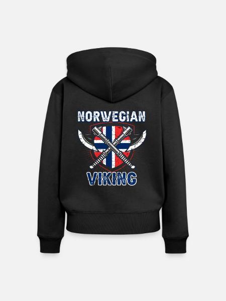 Norwegischer Wikinger - Frauen Premium Bio Zip Hoodie - Schwarz