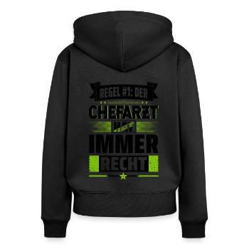 Regel Nummer Eins Der Chefarzt Hat Immer Recht Dok - Frauen Premium Bio Zip Hoodie - Schwarz - Hinten - Julia (174cm)