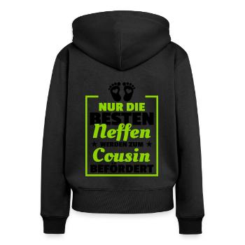 Nur Die Besten Neffen Werden Zum Cousin Befördert - Frauen Premium Bio Zip Hoodie - Schwarz - Hinten - Julia (174cm)