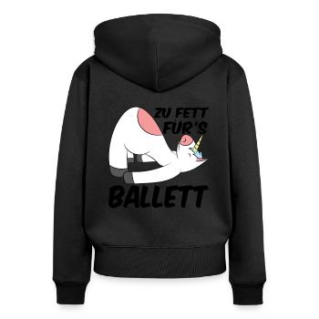 Zu Fett Für Ballett Tänzer Ballerina Tanzen Tanzku - Frauen Premium Bio Zip Hoodie - Schwarz - Hinten - Julia (174cm)