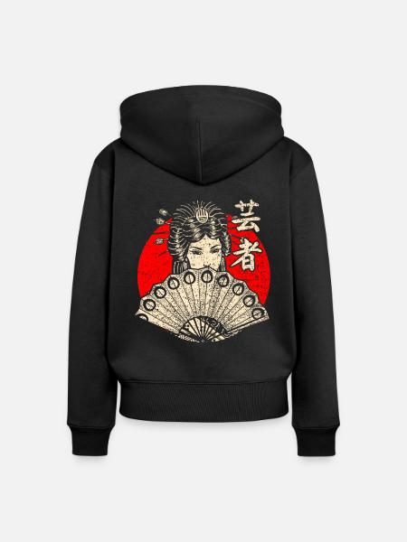 Japan Geisha - Frauen Premium Bio Zip Hoodie - Schwarz