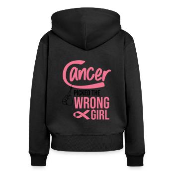 Cancer Picked The Wrong Girl Cancer Survivor Tumor - Frauen Premium Bio Zip Hoodie - Schwarz - Hinten - Julia (174cm)