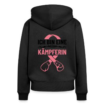 Ich Bin Eine Kämpferin Krebs Besiegt Chemotherapie - Frauen Premium Bio Zip Hoodie - Schwarz - Hinten - Julia (174cm)