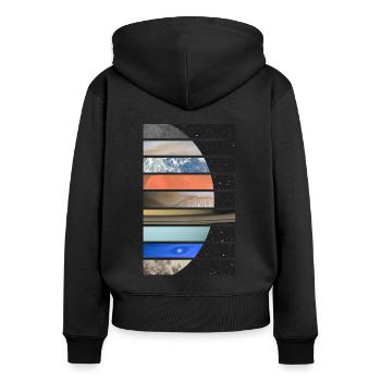 Planètes du système solaire - Sweat à capuche zippé Premium bio Femme - noir - Dos - Julia (174cm)