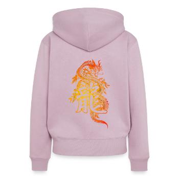 Drache mit chinesischen Schriftzeichen - Frauen Premium Bio Zip Hoodie - Altrosa - Hinten - Julia (174cm)