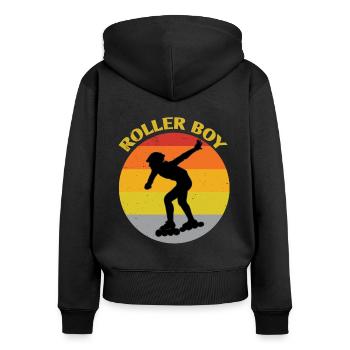 Roller Boy Retro Roller Skates Inline Skating Skat - Frauen Premium Bio Zip Hoodie - Schwarz - Hinten - Julia (174cm)