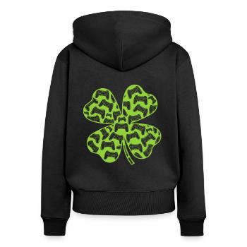 Shamrock Graphic St. Patrick's Day Green Ireland L - Frauen Premium Bio Zip Hoodie - Schwarz - Hinten - Julia (174cm)