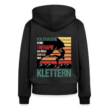 Ich Brauche Keine Therapie Bouldern Kletterer Fels - Frauen Premium Bio Zip Hoodie - Schwarz - Hinten - Julia (174cm)