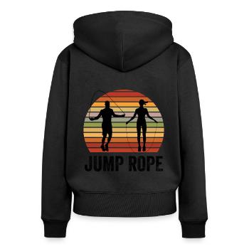 Jumping Rope Graphic Rope Jumping Rope Skipping Si - Frauen Premium Bio Zip Hoodie - Schwarz - Hinten - Julia (174cm)