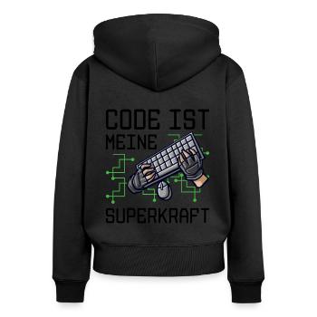 Code Ist Meine Superkraft Software Entwickler Code - Frauen Premium Bio Zip Hoodie - Schwarz - Hinten - Julia (174cm)