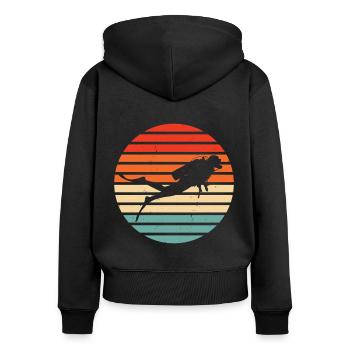 Vintage Graphic Diver Diving Scuba Diver Apnoe Sno - Frauen Premium Bio Zip Hoodie - Schwarz - Hinten - Julia (174cm)