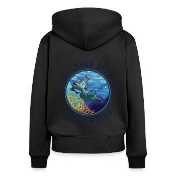 Life Looks Better Underwater Scuba Diver Diving Sn - Frauen Premium Bio Zip Hoodie - Schwarz - Hinten - Julia (174cm)