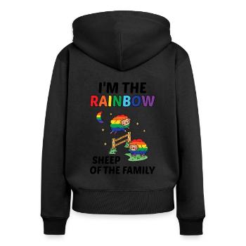 I'm The Rainbow Sheep In The Family Lesbian Love G - Frauen Premium Bio Zip Hoodie - Schwarz - Hinten - Julia (174cm)