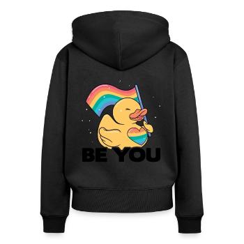 Be You Gay Pride Lgbtq Rainbow Transgender Bisexua - Frauen Premium Bio Zip Hoodie - Schwarz - Hinten - Julia (174cm)