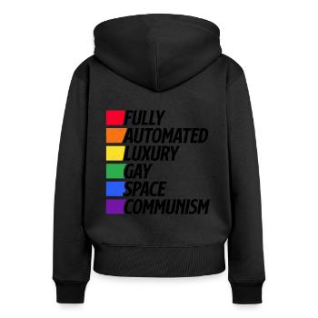 Fully Automated Luxury Gay Space Communism Lesbian - Frauen Premium Bio Zip Hoodie - Schwarz - Hinten - Julia (174cm)