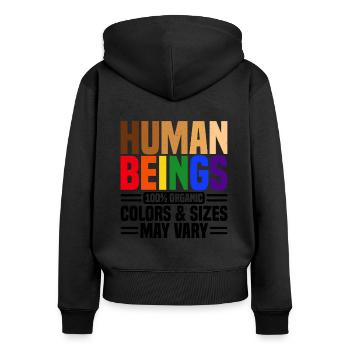 Human Beings 100% Organic Colors And Sizes May Var - Frauen Premium Bio Zip Hoodie - Schwarz - Hinten - Julia (174cm)
