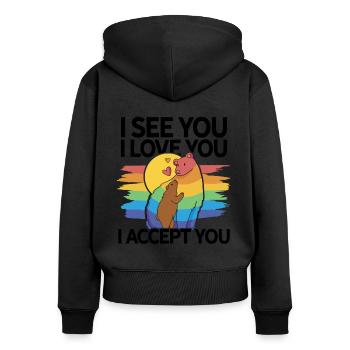 I See You I Love You I Accept You Gay Pride Lesbia - Frauen Premium Bio Zip Hoodie - Schwarz - Hinten - Julia (174cm)