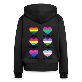 Love Is Love Transgender Diversity Rainbow Gay Lov - Frauen Premium Bio Zip Hoodie - Schwarz - Hinten - Julia (174cm)