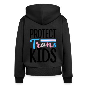Protect Trans Kids Lgbtq Rainbow Pride Diversity Q - Frauen Premium Bio Zip Hoodie - Schwarz - Hinten - Julia (174cm)