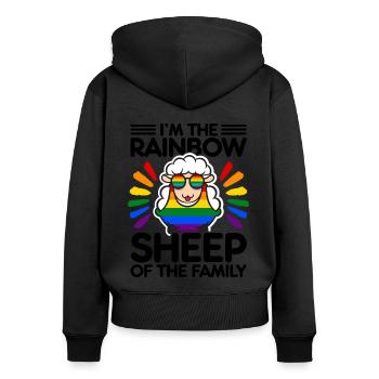I'm The Rainbow Sheep In The Family Lesbian Love G - Frauen Premium Bio Zip Hoodie - Schwarz - Hinten - Julia (174cm)