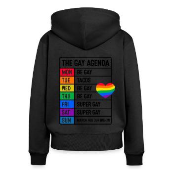 The Gay Agenda Be Gay Pride Bisexual Love Rainbow - Frauen Premium Bio Zip Hoodie - Schwarz - Hinten - Julia (174cm)