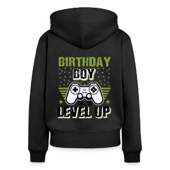 Birthday Boy Time To Level Up Video Games Online G - Frauen Premium Bio Zip Hoodie - Schwarz - Hinten - Julia (174cm)
