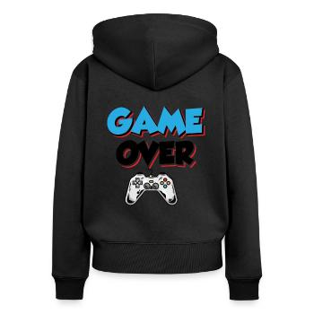 Game Over Play Again Yes No Video Game Player Gami - Frauen Premium Bio Zip Hoodie - Schwarz - Hinten - Julia (174cm)