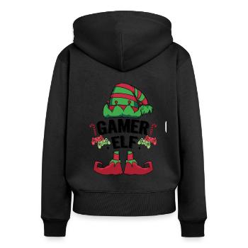 Gamer Elf Graphic Video Game Player Gaming Nerd Ge - Frauen Premium Bio Zip Hoodie - Schwarz - Hinten - Julia (174cm)