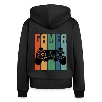 Gamer Graphic Video Game Player Gaming Gamer Pc Co - Frauen Premium Bio Zip Hoodie - Schwarz - Hinten - Julia (174cm)
