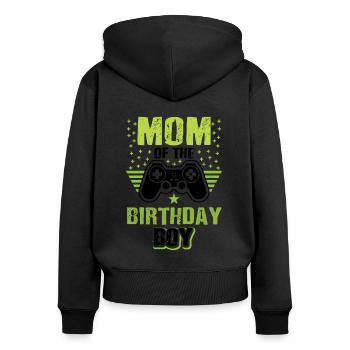 Mom Of The Birthday Boy Video Game Player Gaming N - Frauen Premium Bio Zip Hoodie - Schwarz - Hinten - Julia (174cm)