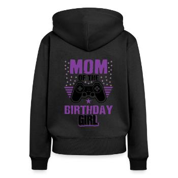 Mom Of The Birthday Girl Video Game Player Gaming - Frauen Premium Bio Zip Hoodie - Schwarz - Hinten - Julia (174cm)