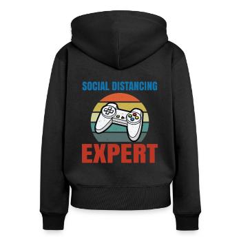 Social Distancing Expert Video Game Player Gaming - Frauen Premium Bio Zip Hoodie - Schwarz - Hinten - Julia (174cm)