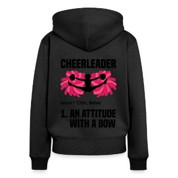 Cheerleader An Attitude With A Bow Cheerleading Gy - Frauen Premium Bio Zip Hoodie - Schwarz - Hinten - Julia (174cm)