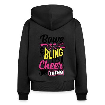 Bows Bling It's A Cheer Thing Cheerleading Cheerle - Frauen Premium Bio Zip Hoodie - Schwarz - Hinten - Julia (174cm)
