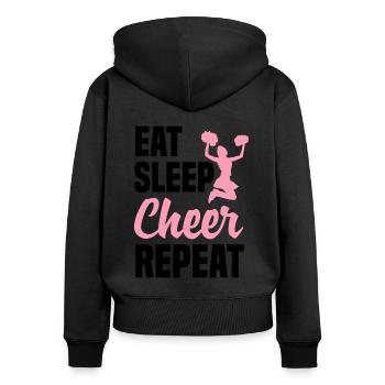 Eat Sleep Cheer Repeat Cheerleading Cheerleader Gy - Frauen Premium Bio Zip Hoodie - Schwarz - Hinten - Julia (174cm)